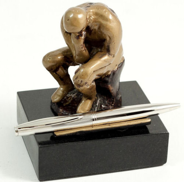 Thinker by Rodin Pen holder Sculpture on Marble base Office Desk Decor